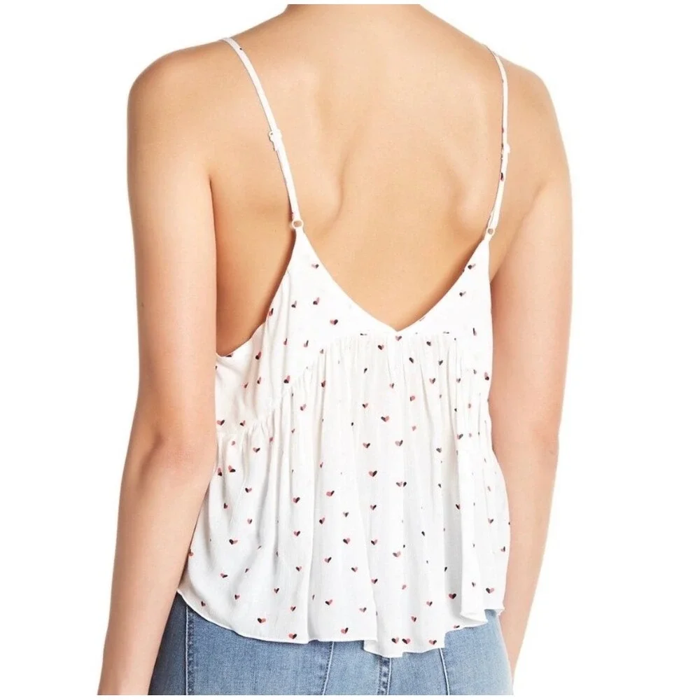 Intimately Free People Riviera Heart Print Babydoll Cami Tank Top Size XS